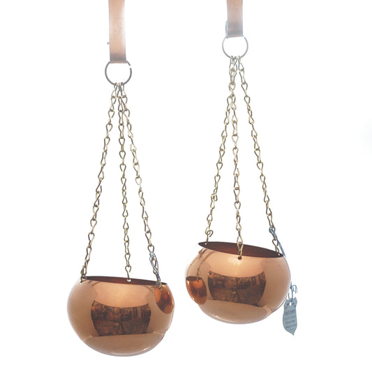 Copper Hanging Planter Set