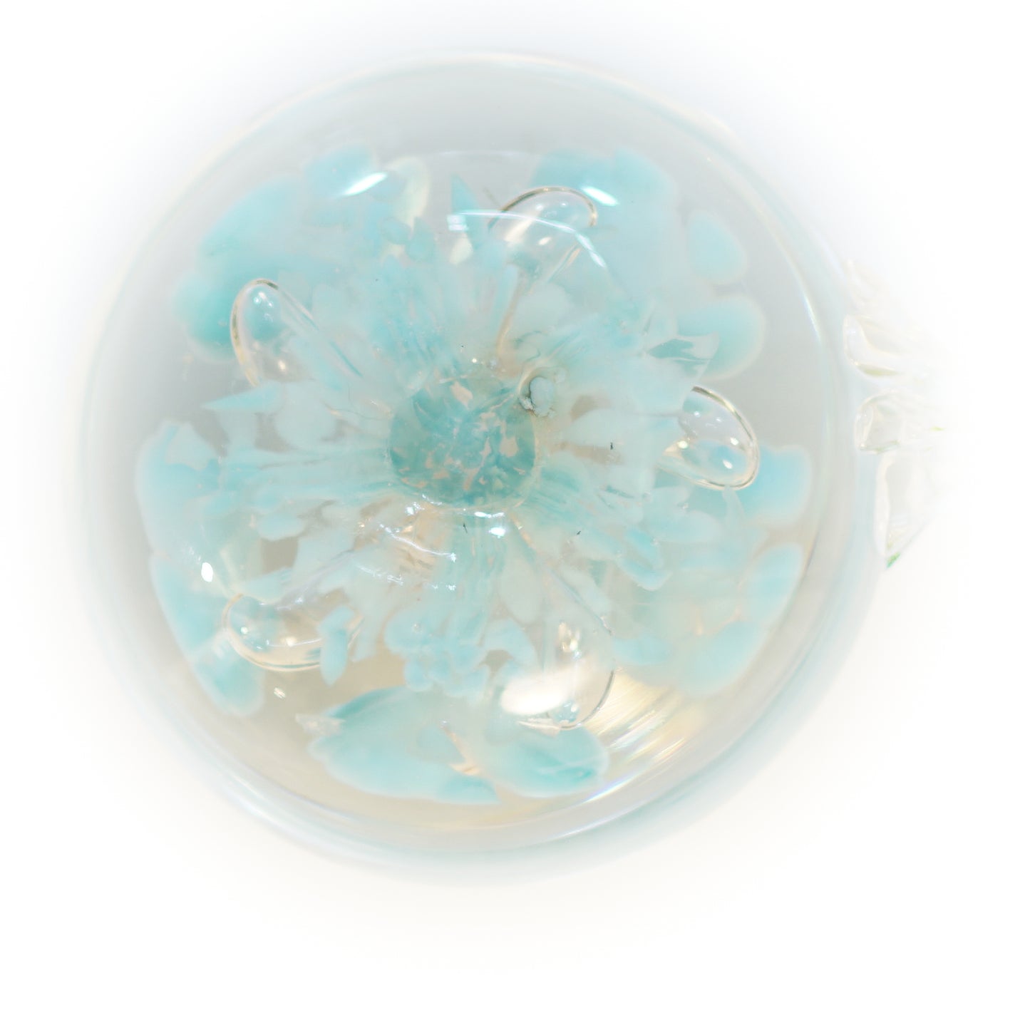 Blue Floral Art Glass Candle Holder